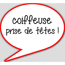 coiffeuse prise de tête - 15x13.5cm - sticker/autocollant