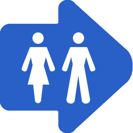 WC, toilette flèche directionnelle droite (10x10cm) - Sticker/autocol