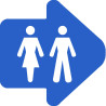 WC, toilette flèche directionnelle droite (10x10cm) - Sticker/autocol