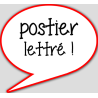 postier lettré - 10x9cm - sticker/autocollant
