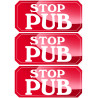 STOP PUB - 3 stickers de 7,5x3,5cm - Sticker/autocollant