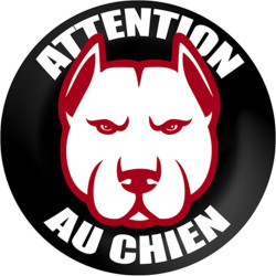 ATTENTION AU CHIEN - 9cm - Sticker/autocollant