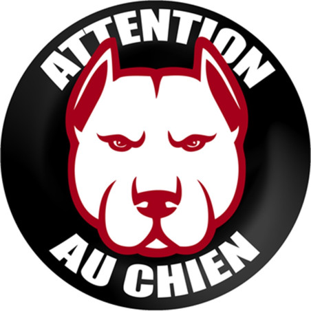 ATTENTION AU CHIEN - 9cm - Sticker/autocollant