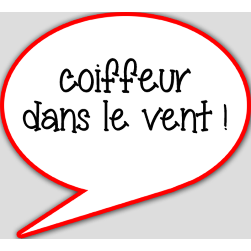 coiffeur dans le vent - 15x13.5cm - sticker/autocollant