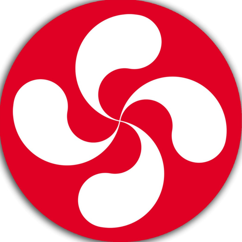 Croix Basque Blanche fond rouge - 5cm - Sticker/autocollant