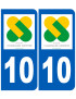 immatriculation 10 Champagne Ardenne - Sticker/autocollant