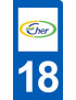 immatriculation motard 18 Cher (6x3cm) - Sticker/autocollant