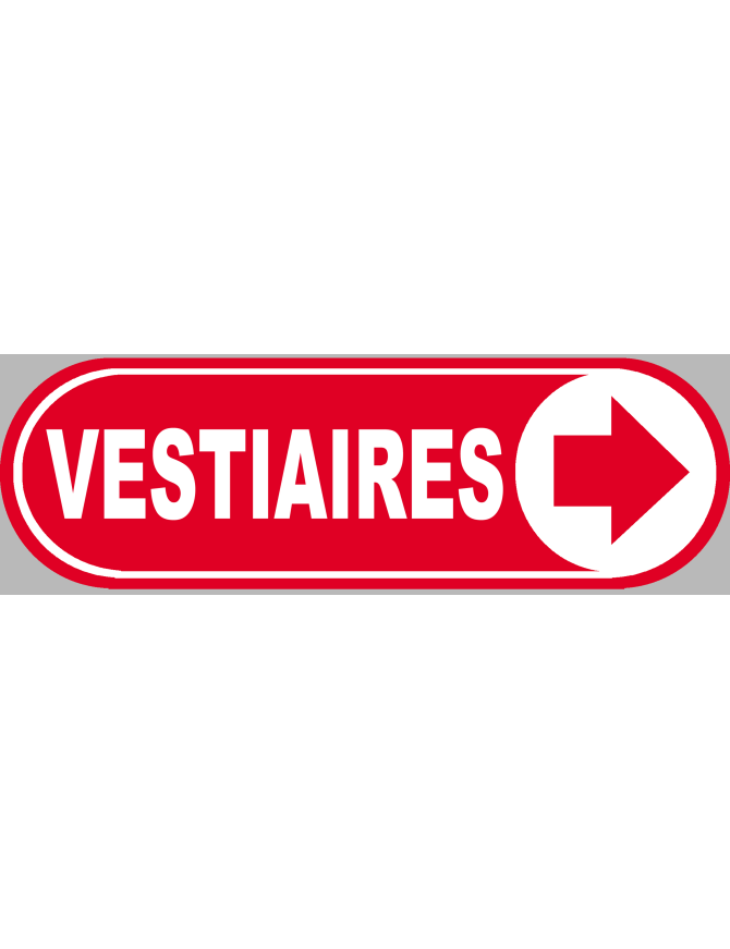 Vestiaires rouge flèche droite - 20x6.6cm - Sticker/autocollant