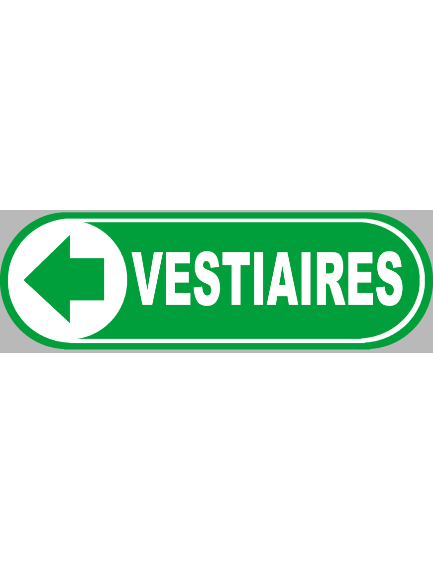 Vestiaires vert flèche gauche - 20x6,6 cm - Sticker/autocollant