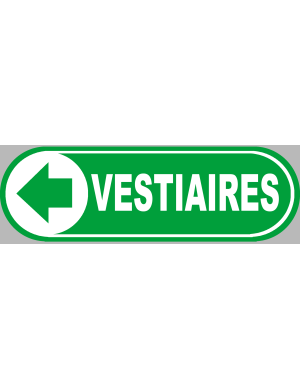 Vestiaires vert flèche gauche - 28x9 cm - Sticker/autocollant