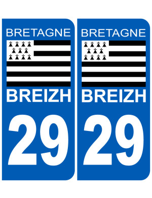 immatriculation 29 drapeau Breton - Sticker/autocollant
