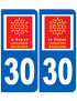 immatriculation 30 Languedoc Roussillion (2fois 10,2x4,6cm) - Sticker/
