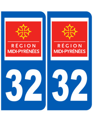 immatriculation 32 Midi-Pyrénées - Sticker/autocollant