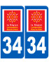 immatriculation 34 Languedoc-Roussillon - Sticker/autocollant