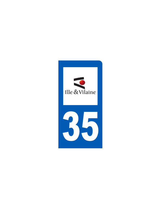 immatriculation motard 35 Ille-et-Vilaine (6x3cm) - Sticker/autocollan