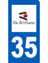 immatriculation motard 35 Ille-et-Vilaine (6x3cm) - Sticker/autocollan