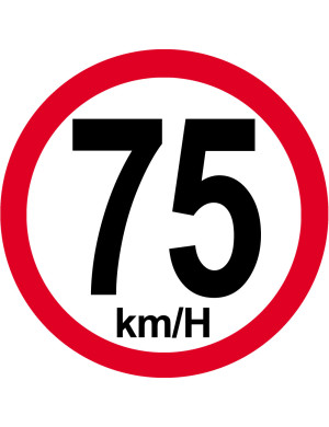 Disque de vitesse 75Km/H bord rouge - 5cm - Sticker/autocollant