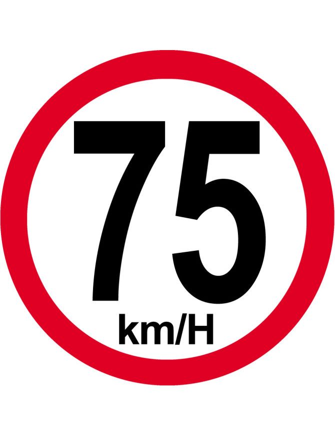 Disque de vitesse 75Km/H bord rouge - 5cm - Sticker/autocollant