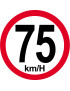 Disque de vitesse 75Km/H bord rouge - 5cm - Sticker/autocollant