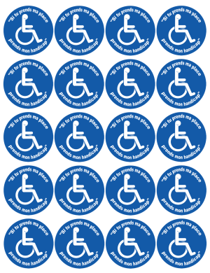 Si tu prends ma place, prends mon handicap - 20 stickers de 5cm - Stic