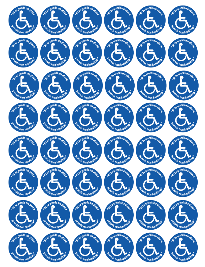 Si tu prends ma place, prends mon handicap - 48fois 2.5x2.5cm - Sticke