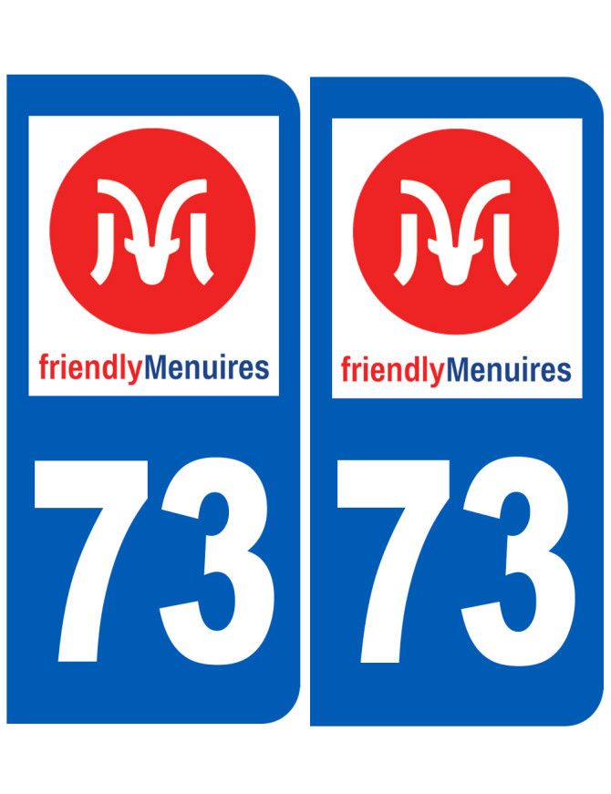 immatriculation Les Menuires 73 (2fois 10,2x4,6cm) - Sticker/autocolla