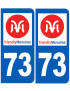immatriculation Les Menuires 73 (2fois 10,2x4,6cm) - Sticker/autocolla