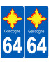 immatriculation Gascogne 64 Pyrénées-Atlantiques - Sticker/autocolla