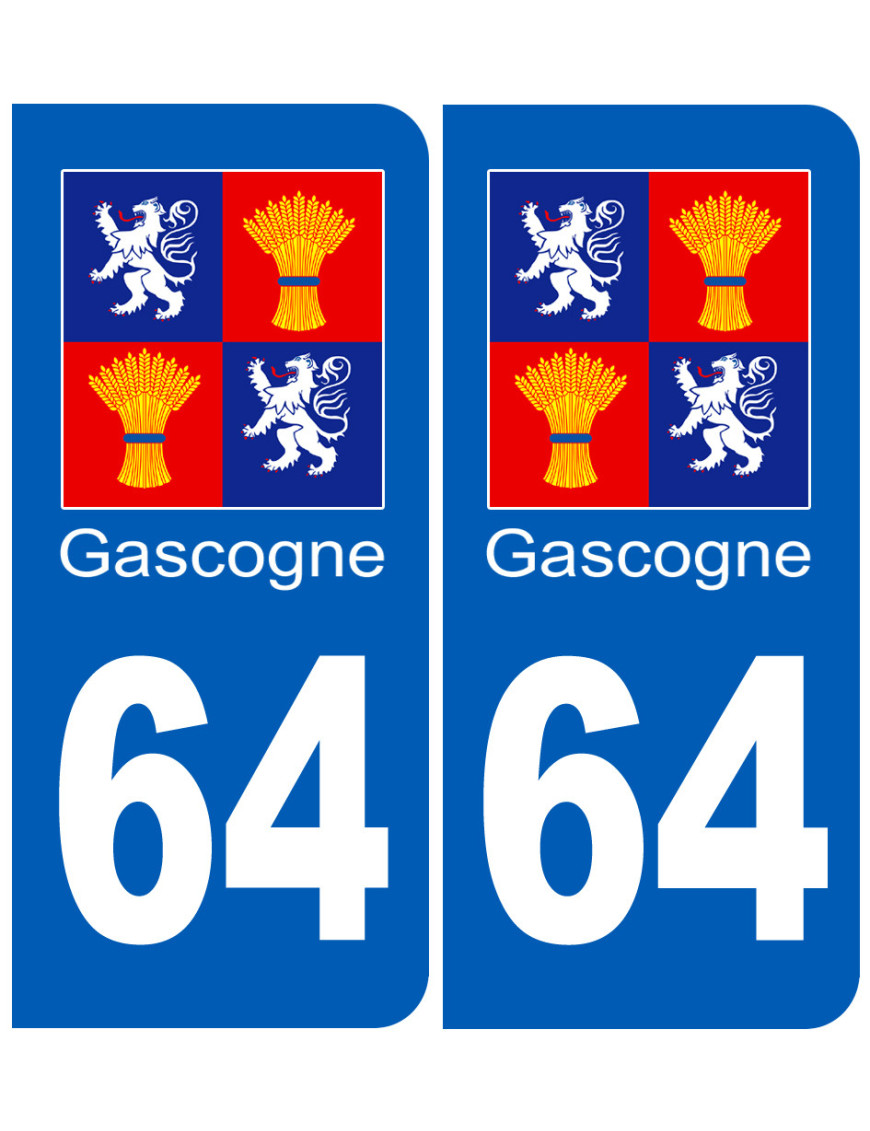 immatriculation Gascogne64 Pyrénées-Atlantiques - Sticker/autocollan