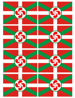 Drapeau Basque Lauburu - 8fois 9.5x6.3cm - Sticker/autocollant