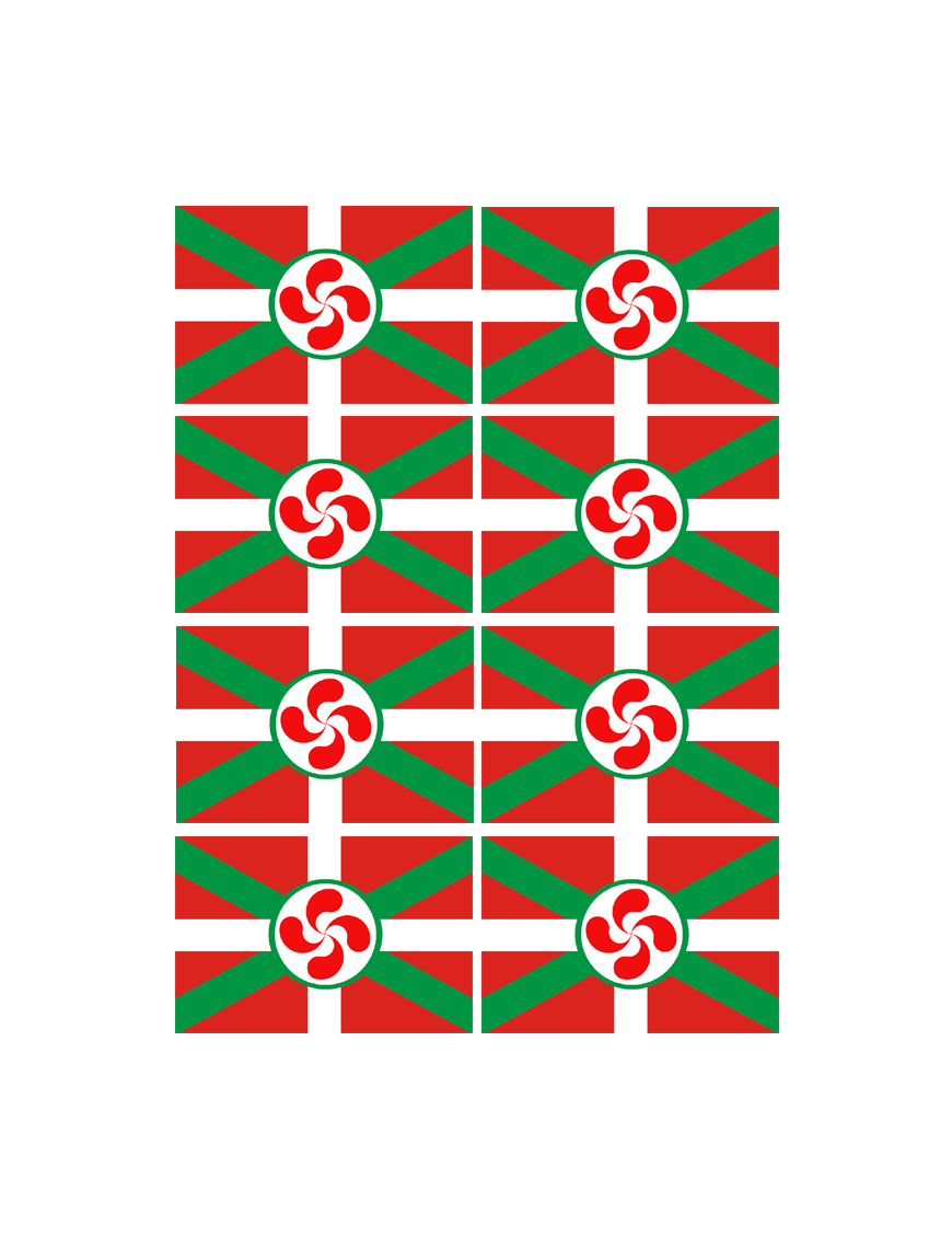 Drapeau Basque Lauburu - 8fois 9.5x6.3cm - Sticker/autocollant
