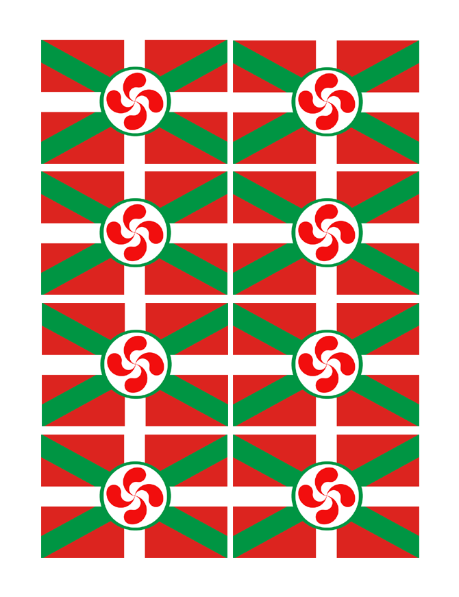 Drapeau Basque Lauburu - 8fois 9.5x6.3cm - Sticker/autocollant