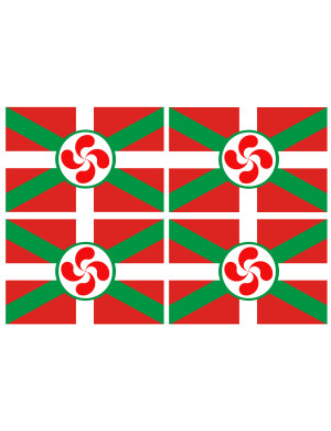 Drapeau Basque Lauburu - 4fois 9.5x6.3cm - Sticker/autocollant