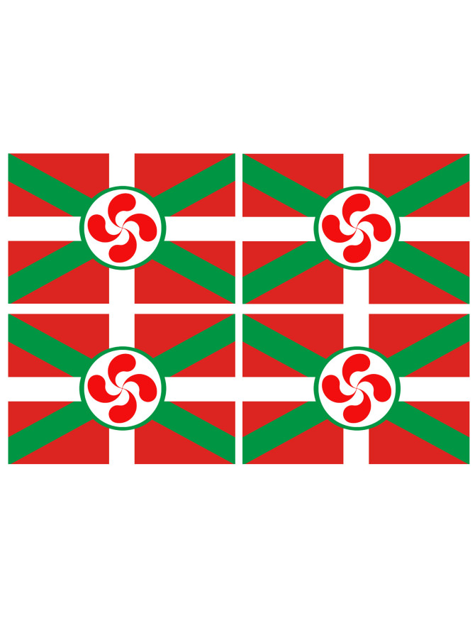 Drapeau Basque Lauburu - 4fois 9.5x6.3cm - Sticker/autocollant