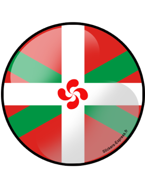 Drapeau croix basque rond - 10cm - Sticker/autocollant