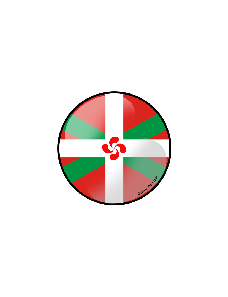 Drapeau croix basque rond - 10cm - Sticker/autocollant