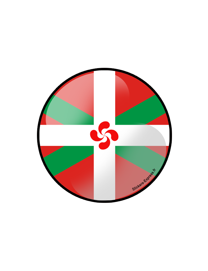 Drapeau croix basque rond - 10cm - Sticker/autocollant