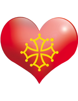 Coeur Pays Occitanie - 5X4.3cm - Sticker/autocollant