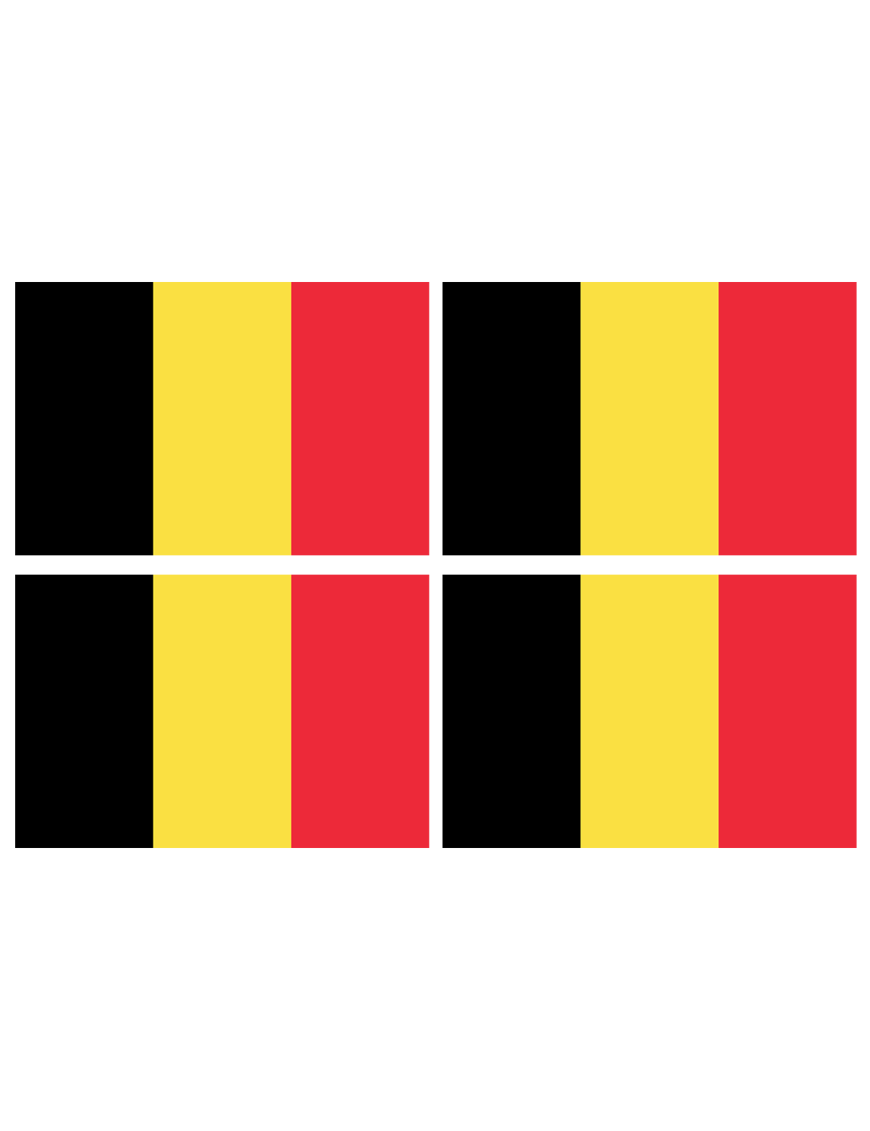 Drapeau Belgique - 4 stickers - 9.5 x 6.3 cm - Sticker/autocollant