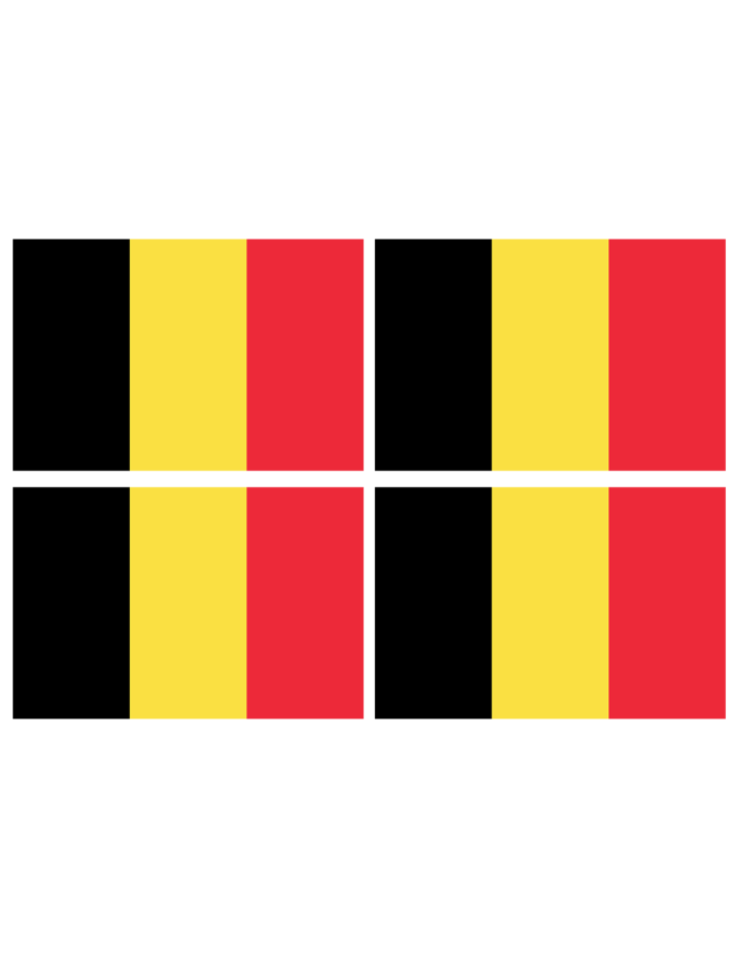 Drapeau Belgique - 4 stickers - 9.5 x 6.3 cm - Sticker/autocollant