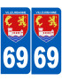 immatriculation 69 Villeurbanne - Sticker/autocollant