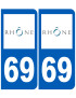 immatriculation 69 (Rhône) - Sticker/autocollant