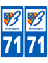immatriculation 71 région - Sticker/autocollant