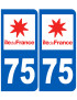immatriculation 75 (Paris île-de-France) - Sticker/autocollant