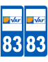 immatriculation 83 (Var) - Sticker/autocollant