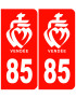 immatriculation 85 Vendée rouge - Sticker/autocollant