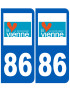 numéro immatriculation 86 (Vienne) - Sticker/autocollant