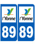 immatriculation 89 (Yonne) - Sticker/autocollant