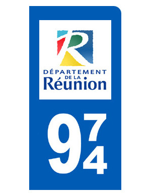 immatriculation motard 974 La Réunion - Sticker/autocollant