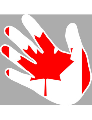Drapeau main Canada - 10x10cm - Sticker/autocollant
